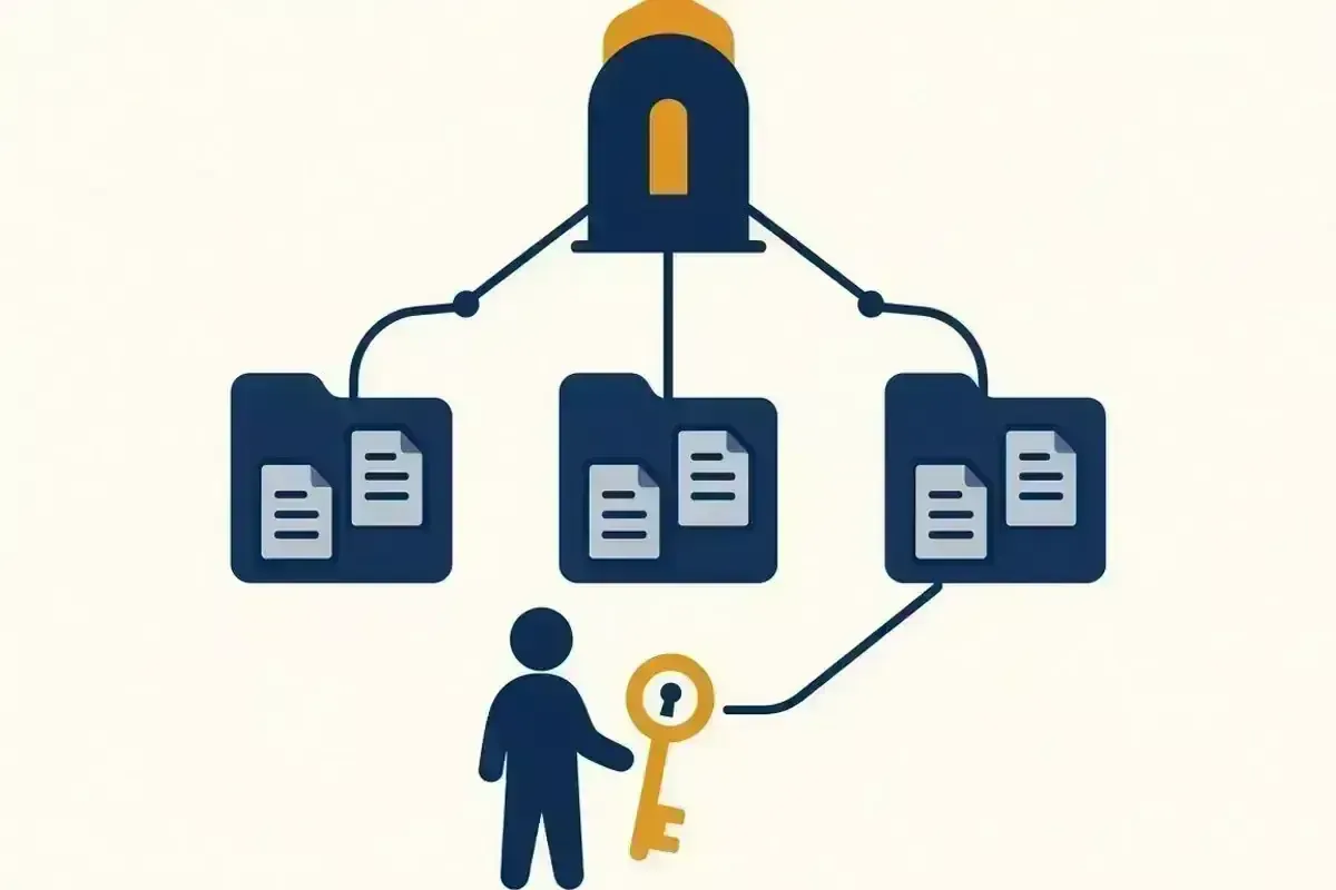 A clear file structure with separate areas and access for each person