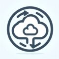 A cloud icon with arrows surrounding it, indicating data synchronization or cloud storage, enclosed in a circle—a perfect symbol for data security Perth.