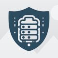 An icon of a server stack inside a shield, symbolizing cybersecurity or data protection, embodies the robust IT support Perth businesses need for secure operations and seamless computer maintenance services.