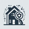 Icon of a house with a large magnifying glass revealing a shield symbol, representing home security or inspection. Perfect for highlighting Security & Digital Protection Perth services, ensuring your peace of mind with cutting-edge safety measures.