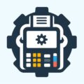 Illustration of a stylized calculator with a gear icon on its screen, resembling the precision needed for custom PC builds in Perth, featuring colorful buttons below.