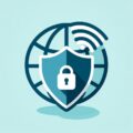 Illustration of a globe with a shield and padlock in front, a Wi-Fi symbol above, symbolizing internet security and connectivity. Perfect for showcasing Data Protection Services Perth, ensuring your digital world remains safe and connected seamlessly.