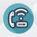 Icon of a phone receiver with a Wi-Fi signal and modem, suggesting internet calling or VoIP services, on a teal circular background. Perfect for businesses seeking managed IT services in Perth, this symbol aligns with your communication needs while ensuring seamless connectivity.