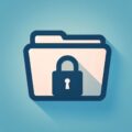 Icon of a folder with a padlock, symbolizing secure data or privacy protection, set against a blue background. Perfect representation for Cybersecurity Solutions Perth, ensuring peace of mind in digital security and malware protection.