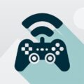 Illustration of a black game controller with a Wi-Fi symbol above it on a pale background, perfect for enhancing your Home IT Support Perth setup.