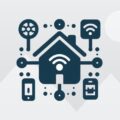 Illustration of a smart home with interconnected devices, including a central house icon, smartphone, and Wi-Fi symbols. Perfect for showcasing how a Home Office IT Setup in Perth can leverage home automation technology for seamless remote work and learning experiences.