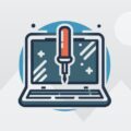Illustration of a laptop with a screwdriver overlay, symbolizing computer maintenance services or repairs. Perfect for those seeking reliable IT support in Perth, this image captures the essence of keeping your digital world running smoothly.