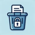 Icon of a trash bin with a padlock, containing a document, symbolizing secure disposal or confidential document destruction—ideal for those mindful of data recovery practices in Perth.